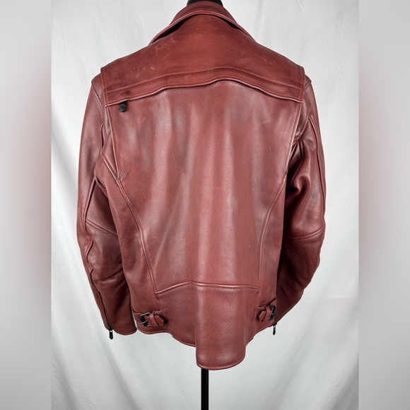 NWOT NIGHT RIDER MEN'S MOTORCYCLE LEATHER JACKET in Red - Picture 9 of 13